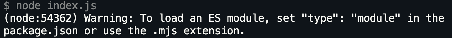 Erro ao tentar carregar um ESM com o NodeJS