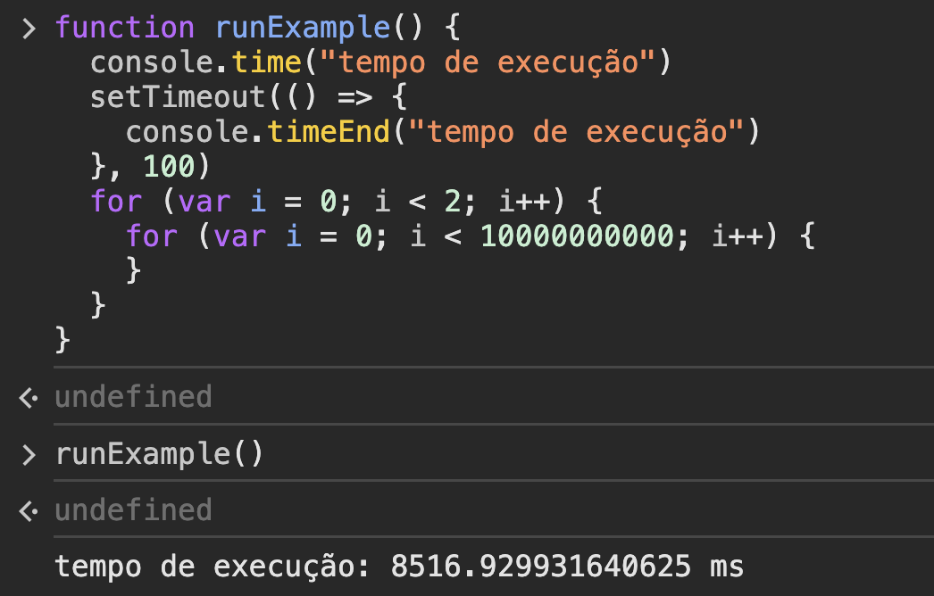 Print da execução do código acima no DevTools